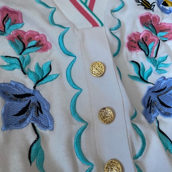 Vtg. 80s teddi brand petite women’s floral embroidery sequins top blouse, PM - Picture 10 of 12